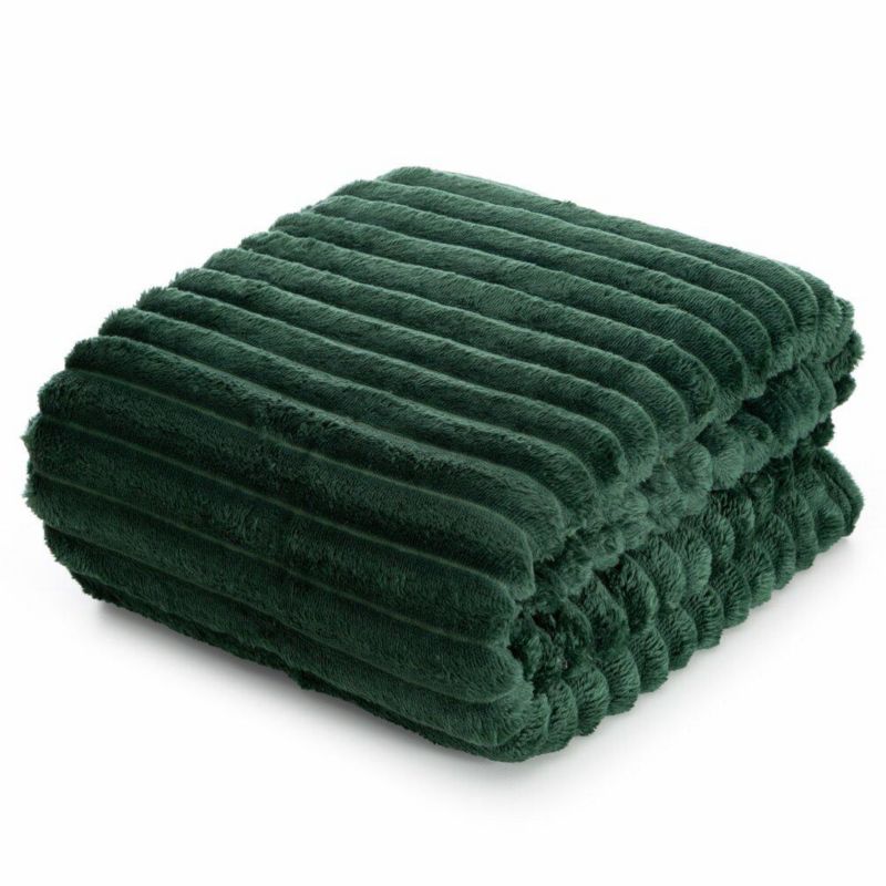 Koc SOFT Eurofirany zielony 220x200 pasy 3D miękki gruby 1 szt.