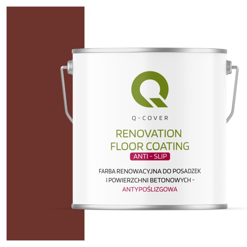 Farba Antypoślizgowa do Posadzek i Powierzchni Betonowych Renowacyjna Q-Cover Wiśniowy RAL3009 5L