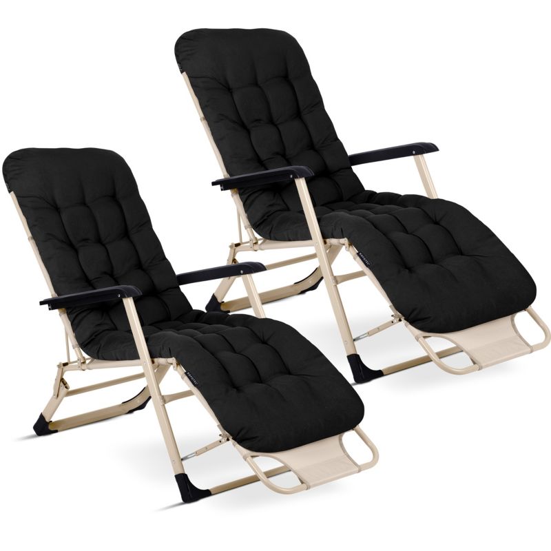 Leżak ogrodowy z poduszką Sofotel 162x60x75 cm plażowy składany na taras balkon 2 szt.