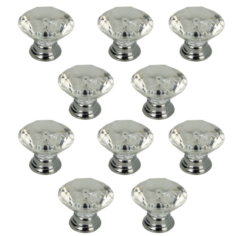 Gałka meblowa B&B okrągła Diament srebrna 10 szt