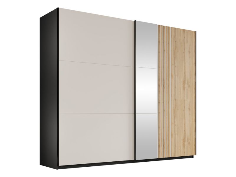 Szafa przesuwna MIRJAN 24 Evora 250 czarny / kaszmir / dąb wotan 1 szt.