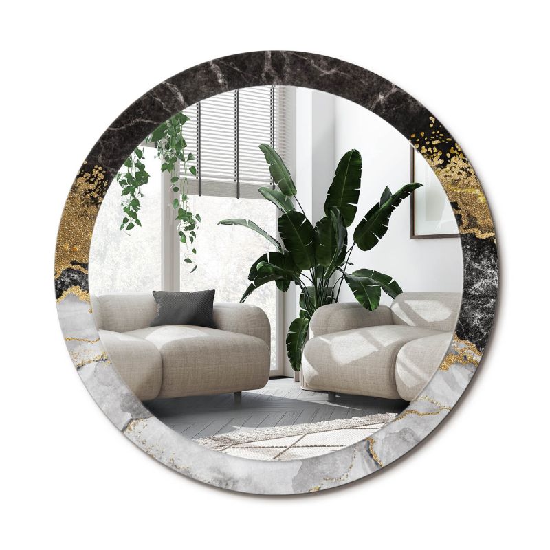 Lustro Okrągłe Tulup Marmur Loft 90 cm Nowoczesne Na Podkładzie 1 szt.
