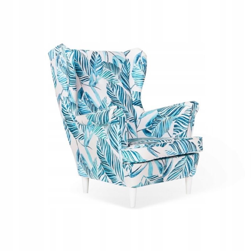Fotel uszak do salonu Family Meble ARI PRINT turkusowy 1szt