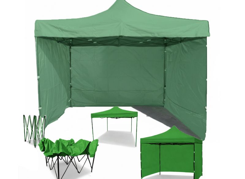 Extra Namiot ogrodowy 3x3 Mocne Namioty 34 kg Pawilon Handlowy ekspresowy targowy składany automatyczny imprezowy Zielony 1 szt.