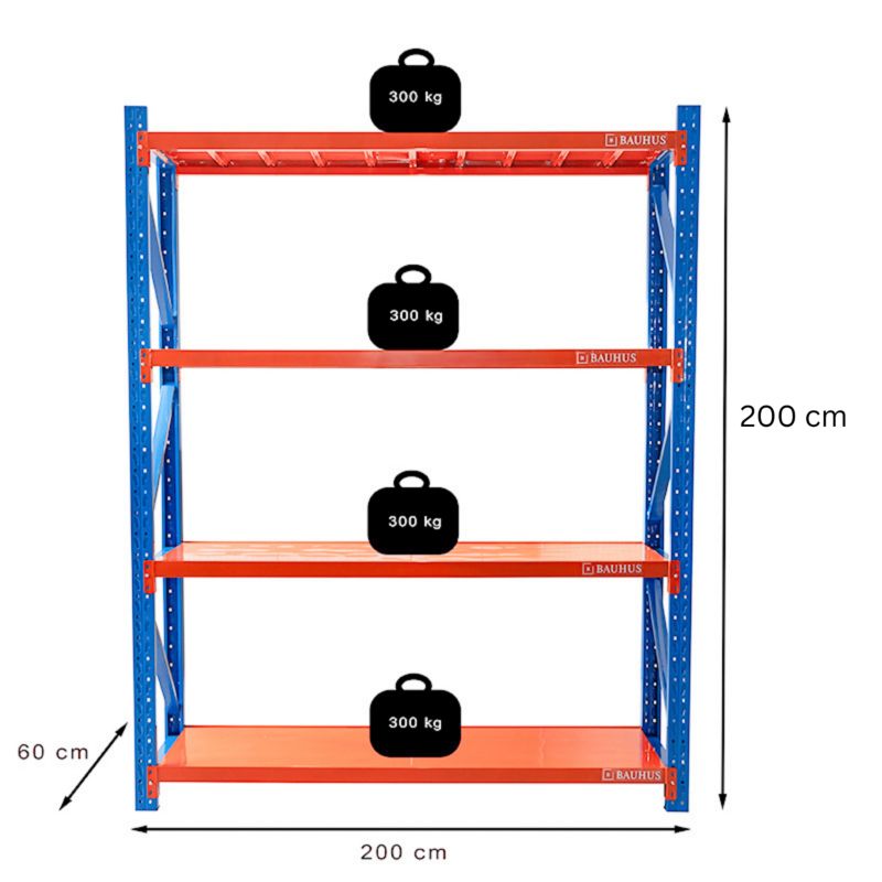 Regał modułowy Bauhus magazynowy warsztatowy 200x200x60 1 szt.