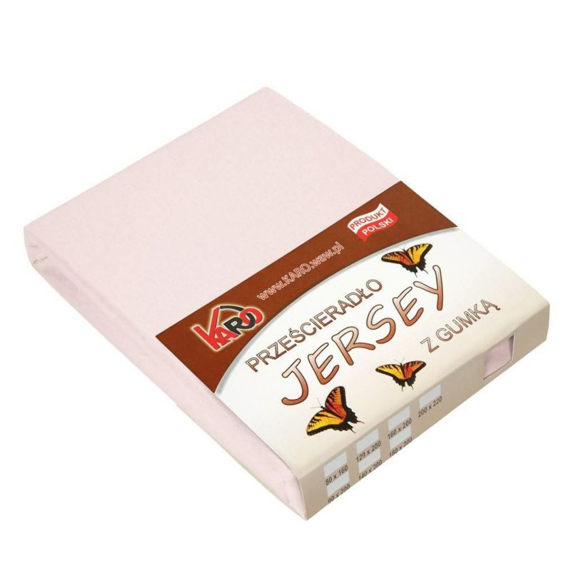 Prześcieradło jersey z gumką KARO 120x200 róż pudrowy 1 szt.