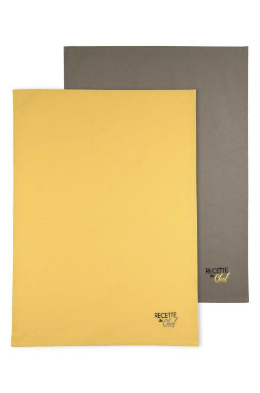 Ścierki kuchenne DUO Stof 50x70 musztardowa szara bawełniane 1 kpl.