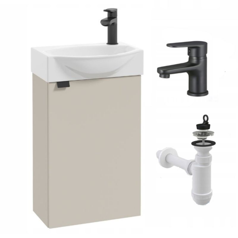 Szafka Łazienkowa Stamar z Umywalką 400 x 220 mm Wisząca Kaszmir Czarna Bateria Mała 1 szt