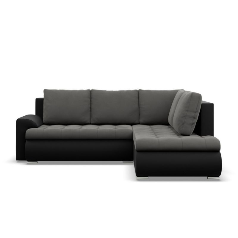 Duży narożnik TYLETEGOTU z otomaną prawy BOSCO ekoskóra czarny szary 1 szt