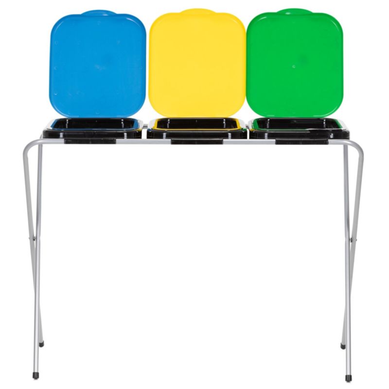 Stojak z pokrywami na trzy worki do segregacji odpadów Springos kosz na śmieci na stelażu 1 szt.