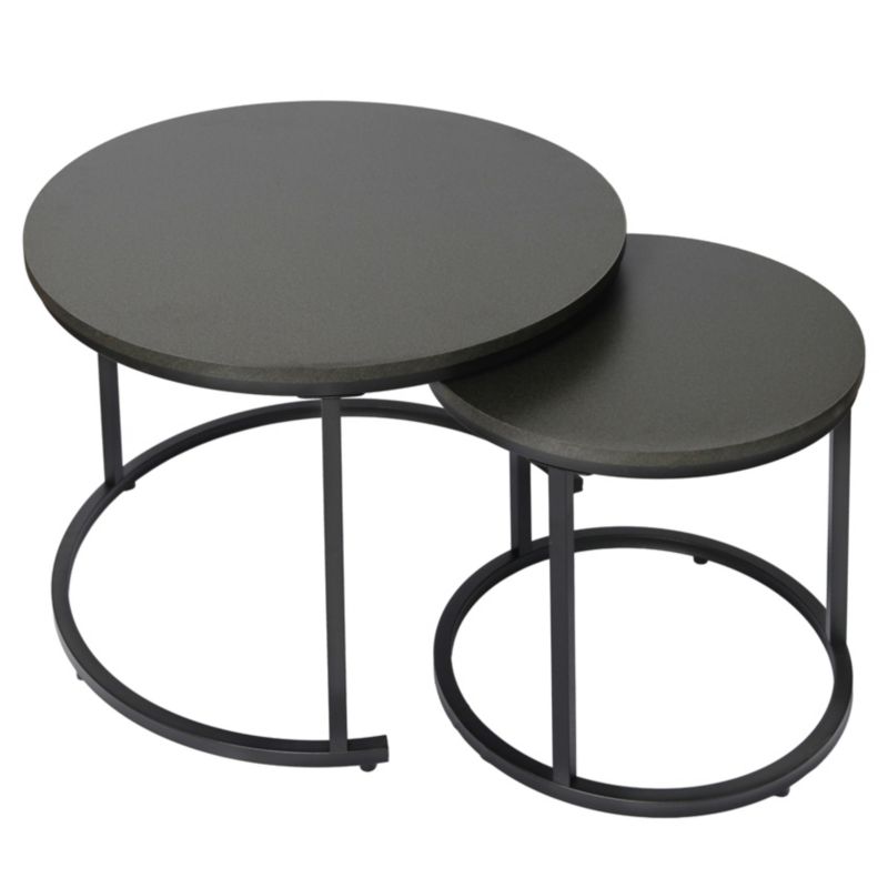 Stoliki kawowe Bauerkraft okrągłe zestaw 2w1 grafit 1 kpl.