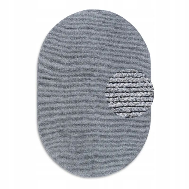 Dywan Villeroy&Boch owalny wełniany 160x230cm, ręcznie tkany szary jednokolorowy 1 szt.