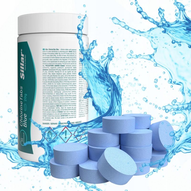 Chlor do basenu, Sillar, w tabletkach, 11w1, do dezynfekcji wody w basenach, jacuzzi, 1kg, 20g, 1szt