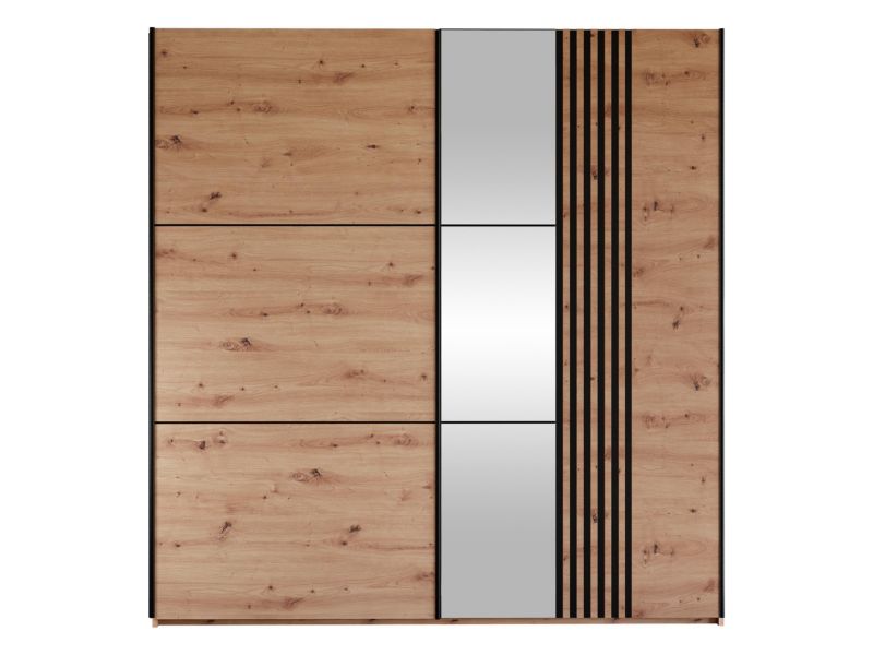 Szafa przesuwna z lustrem MIRJAN 24 Sintra 203 dąb artisan + czarny 1 szt.