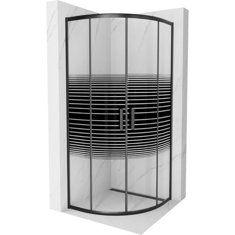 Kabina prysznicowa półokrągła Mexen Rio czarna 90x90 cm 1 szt.