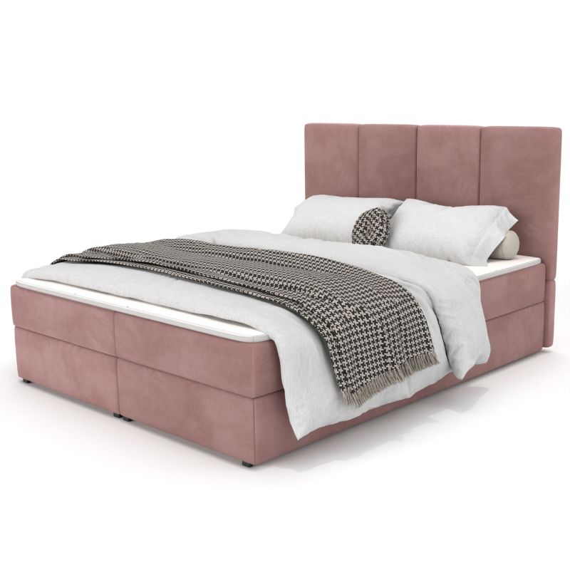 Łóżko Muralo Tapicerowane Kontynentalne Różowe 180x200x113 cm 1szt.