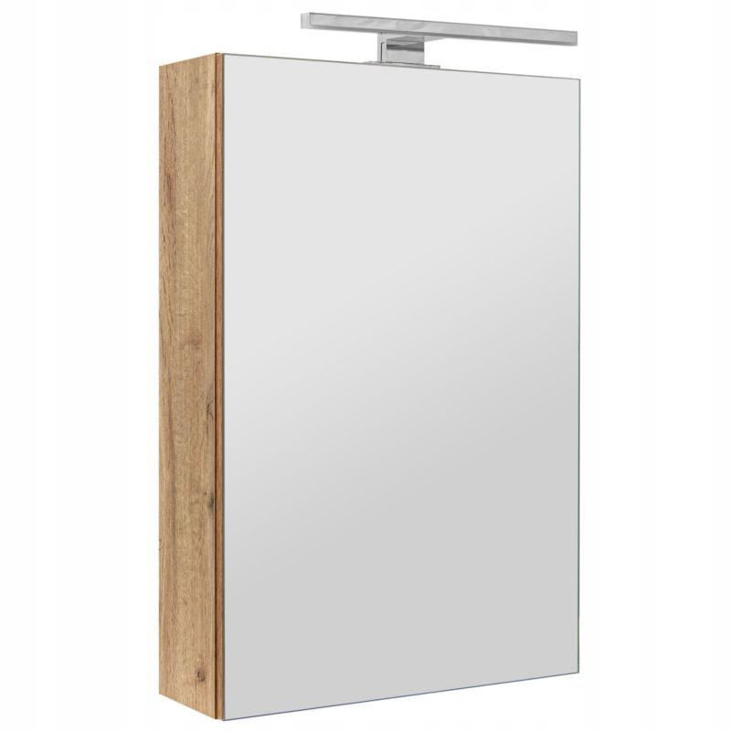 Szafka łazienkowa z lustrem MyFurni, 40 cm, dąb wotan, oświetlenie LED, wisząca, lustrzana, 1 kpl.