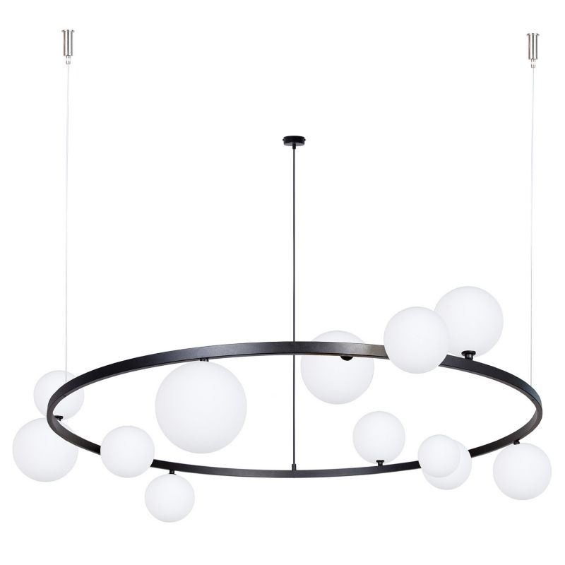 Żyrandol Sigma Lighting Bolero czarno-biały szklane kule 12 x G9 x 10W IP20 wym: 150 x 126 x 126 cm - 1 szt.
