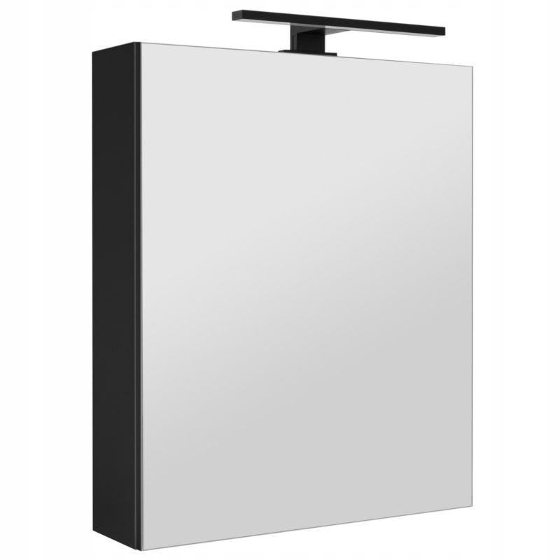 Szafka łazienkowa z lustrem MyFurni, 50 cm, czarna matowa, oświetlenie LED, wisząca, lustrzana, 1 kpl.