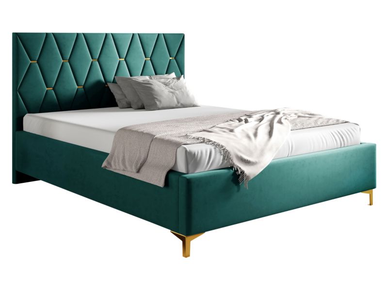Łóżko tapicerowane MIRJAN 24 z pojemnikiem Totti 24 140x200 malachitowy 1 szt.
