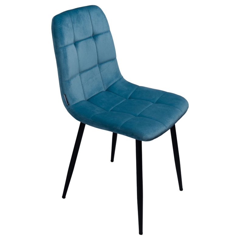 Krzesło tapicerowane Bauerkraft welurowe do salonu jadalni velvet loft niebieski 1szt