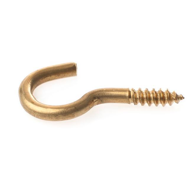 Haczyk wkręcany 25 mm wygięty mosiężny jasny 1 szt.