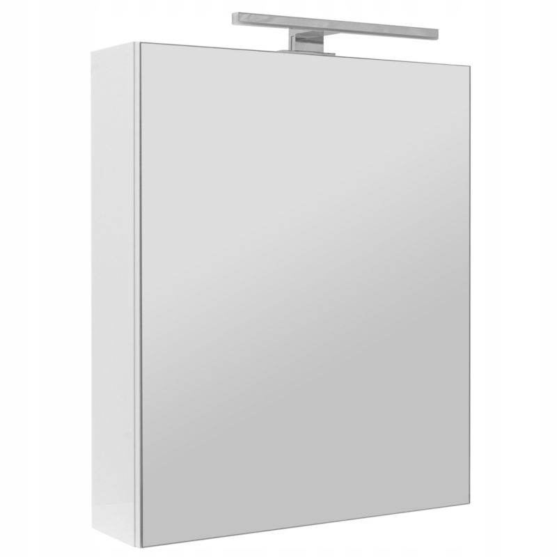 Szafka łazienkowa z lustrem MyFurni, 50 cm, biała połysk, oświetlenie LED, wisząca, lustrzana, 1 kpl.