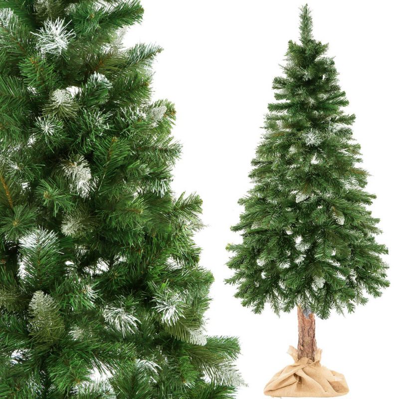 Sztuczna choinka na pniu Springos 180 cm sosna diamentowa ośnieżona 1 szt.