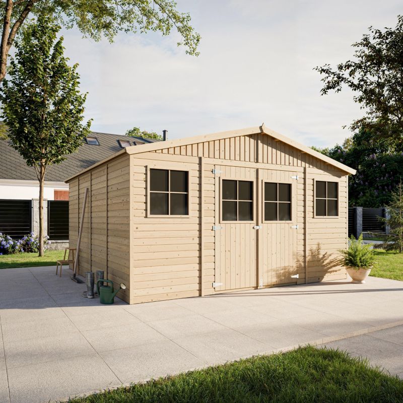 Drewniany domek ogrodowy Timbela M330 16 m² konstrukcja panelowa drewno naturalne grubość deski 17 mm 1 szt.