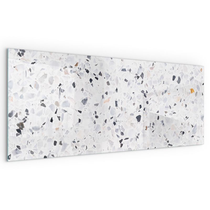 Szyba Ochronna Hartowana Wallfluent 125x50 cm Podkład Szklany pod Kominek Wzór kamienny z drobinkami 1 szt.