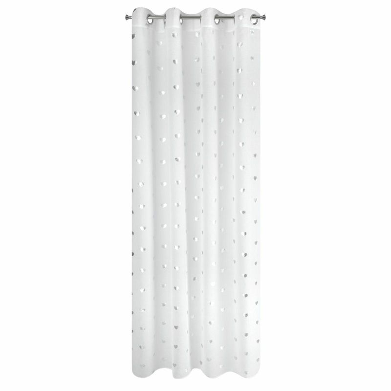 Firana BENAY Eurofirany 140 x 250 cm biała z ozdobnymi srebrnymi sercami 1 szt.