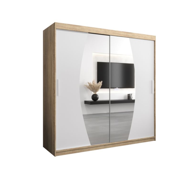 Szafa przesuwna Garderoba Abiks ELYPSE 200 dąb sonoma +biały mat 1 szt.