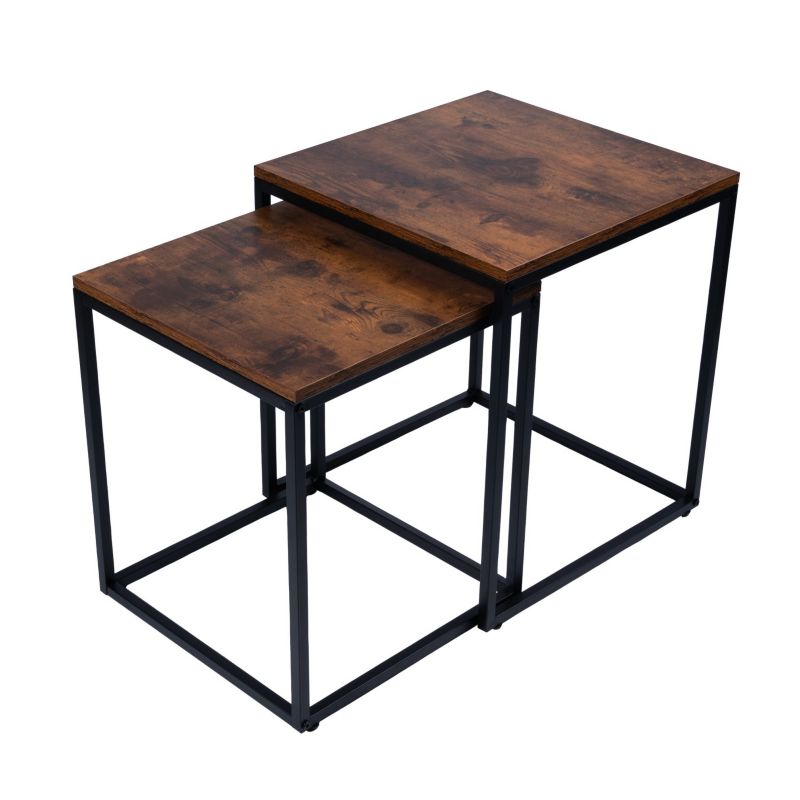 Stoliki kawowe Bauerkraft kwadratowe zestaw 2w1 dąb antyczny 1 kpl.