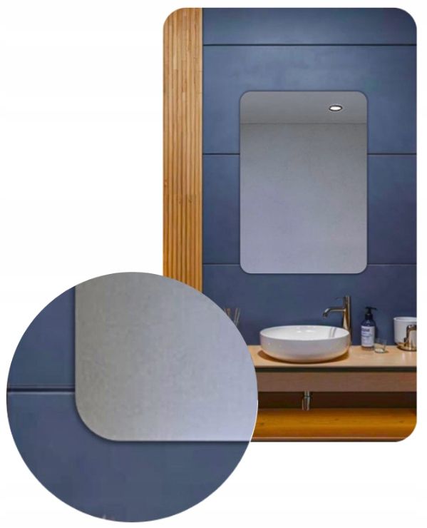 Lustro 50x90 cm Zaokrąglone Rogi Bez Oświetlenia Łazienkowe Bez Ramy 1 szt.