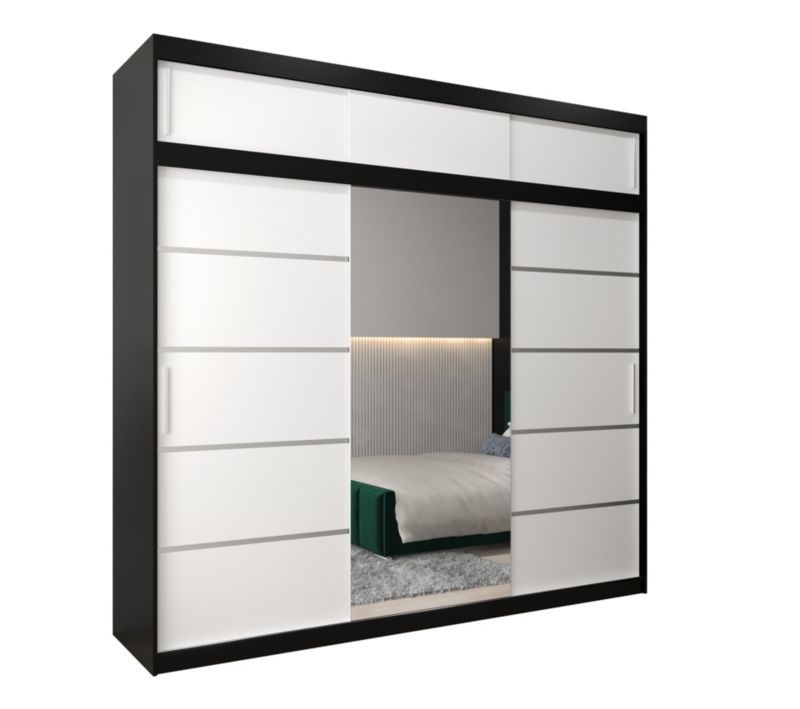 Szafa przesuwna Abiks Verona 2 250 czarny + biały z nadstawką 1 szt.