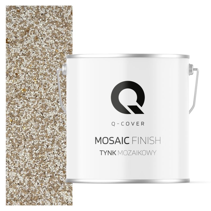 Tynk Mozaikowy Q-Cover Beżowy ze złotą miką M64 7KG