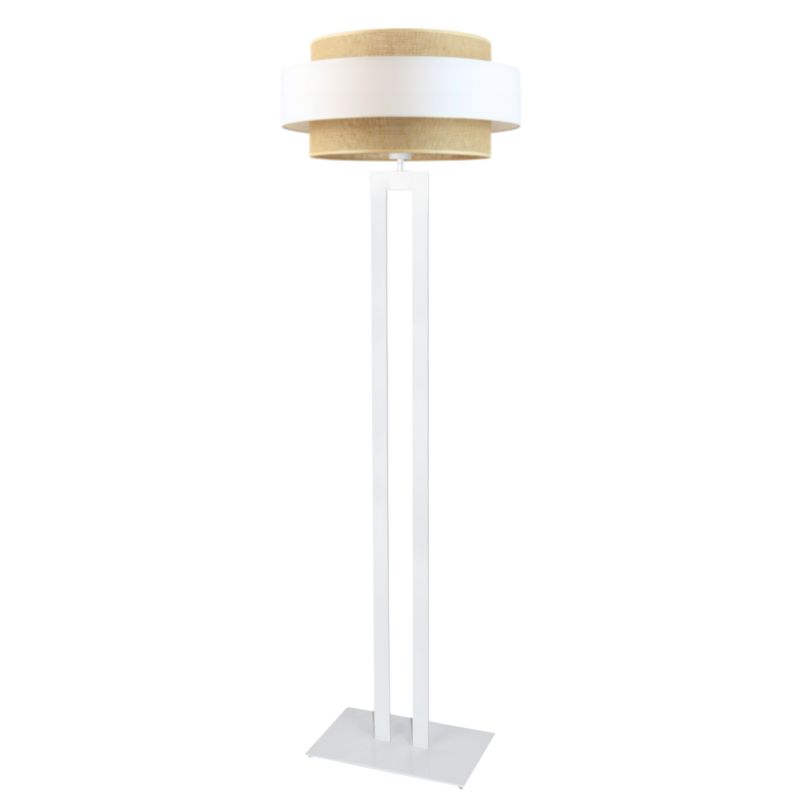Lampa stojąca Volta Light Factory podłogowa z abażurem rattan z białym walec MONO 1szt.