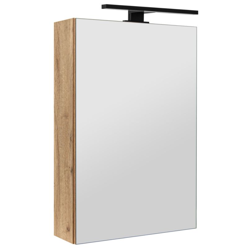 Szafka łazienkowa z lustrem MyFurni, 40 cm, dąb wotan, oświetlenie LED, wisząca, lustrzana, 1 kpl.