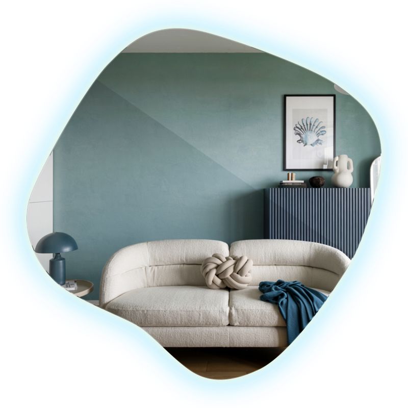 Lustro Asymetryczne ArtPrintCave 77x77 cm do Wizażu Makijażu Łazienkowe Zimny LED 1 szt.