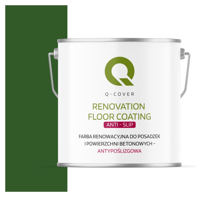 Farba Antypoślizgowa do Posadzek i Powierzchni Betonowych Renowacyjna Q-Cover Zielony Liściasty RAL6002 5L