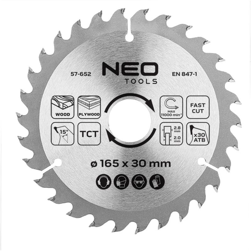 Tarcza do pilarki, widiowa NEO TOOLS, 165 x 30 mm, 30 zębów 1 szt