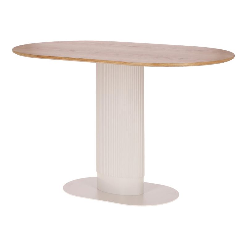 Stół Maxim INTESI nowoczesny owalny fornir dąb biały jedna noga 120x70 cm do jadalni do salonu 1 szt.