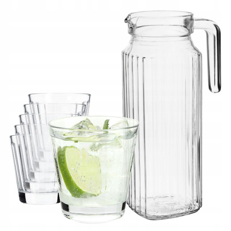 Dzbanek KADAX 1,1L + 6 Szklanek 175ml Do Wody Soku 7 szt.