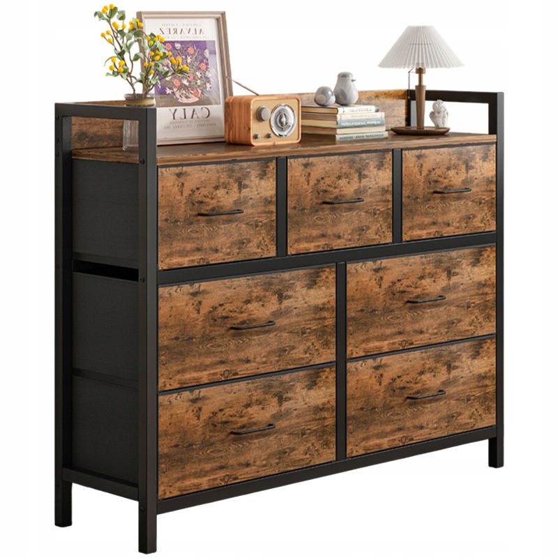 Komoda Rebiko industrialna brąz rustykalny szafka duża pojemna regał 7 szufladami 1 szt