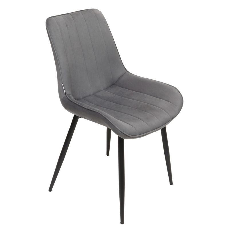 Krzesło tapicerowane Bauerkraft welurowe do salonu jadalni velvet loft grafitowe 1szt