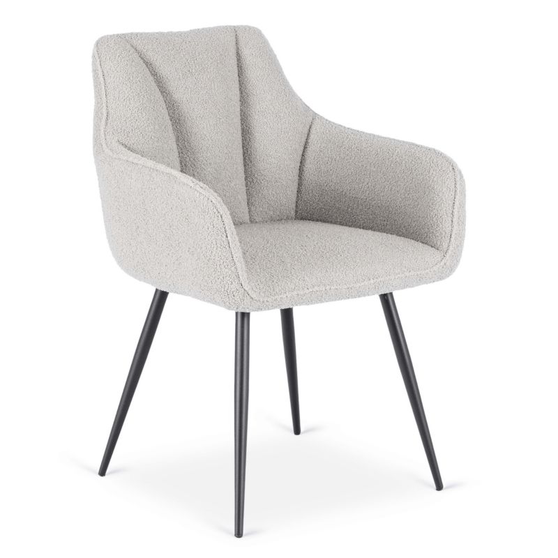 Krzesło Mebel Elite NAWARA Tapicerowane Do Salonu Jadalni Kuchenne Baranek Teddy Szary 1 szt.