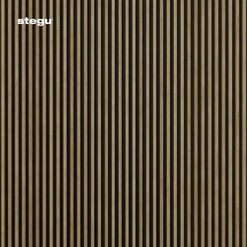 Lamele ścienne na czarnej płycie Stegu Linea Slim, dąb naturalny 265x15 cm panele dekoracyjne 1 szt.