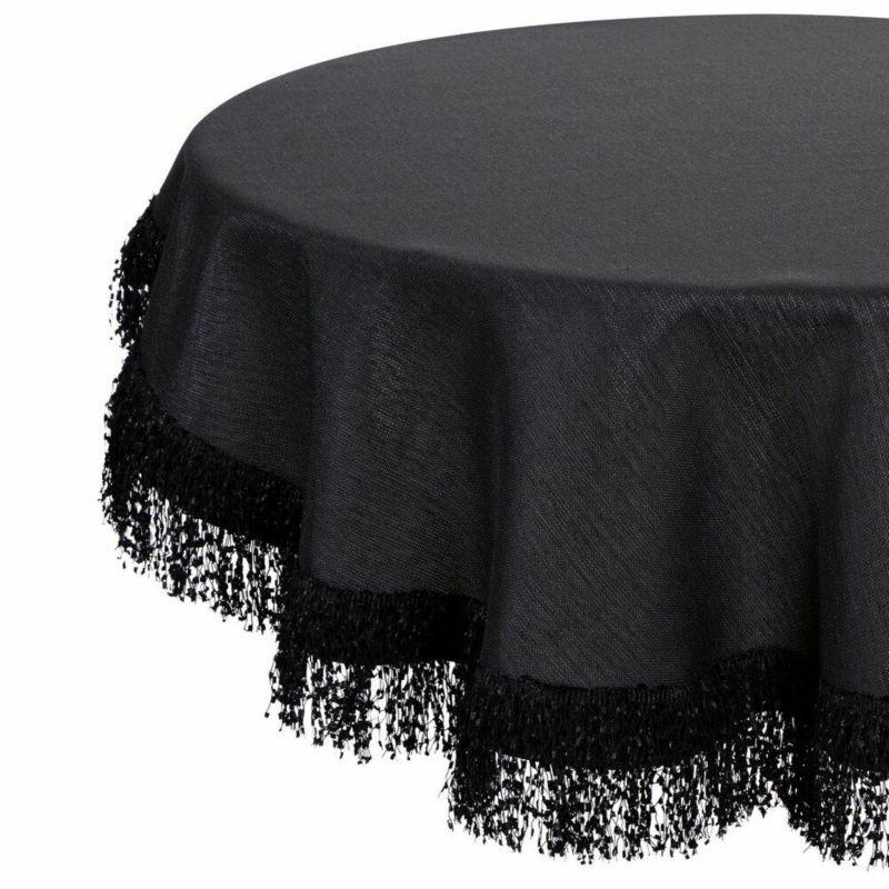 Elegancki obrus JASPER Eurofirany okrągły 150 cm czarny z frędzelkami 1 szt.
