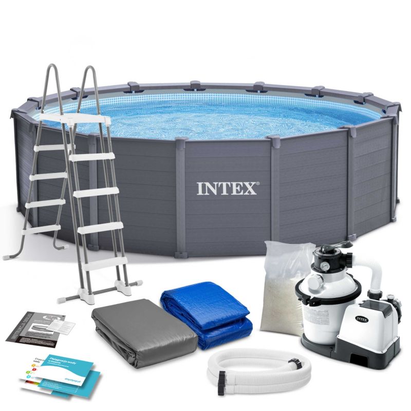 Basen ogrodowy panelowy Intex 478x124 pompa piaskowa 26384-6W1 1szt.