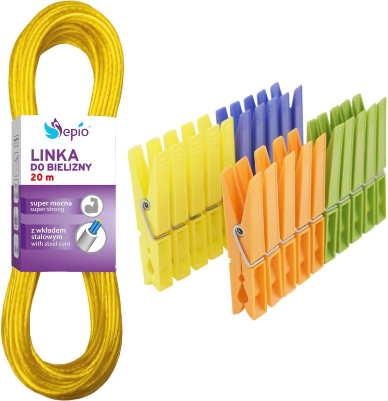 Klamerki na pranie z linką Sepio